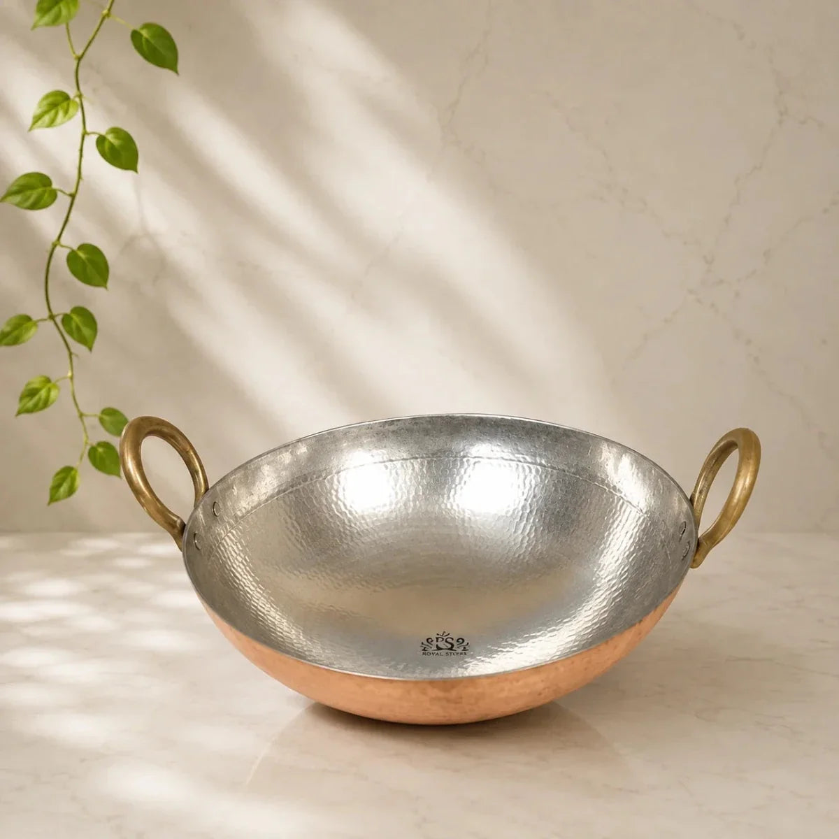 Hammered Copper Kadai with Lid – Multi Purpose Traditional Cooking Kadhai (1 Litre)