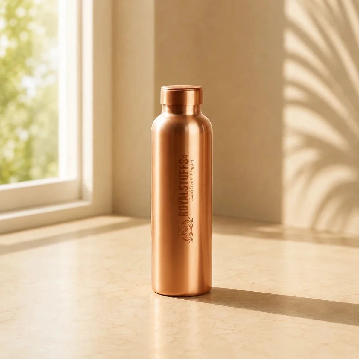 Pure Copper Water Bottle 900ml – Seamless Leak-Proof Premium Drinkware
