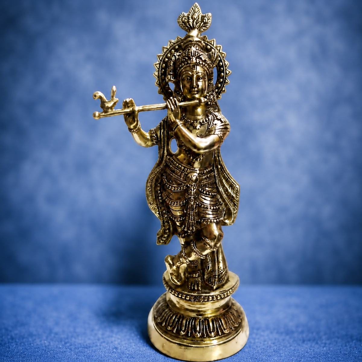 Brass Black Antique Krishna Decorative Showpiece 51 CM Handcrafted Brass Idol Statue