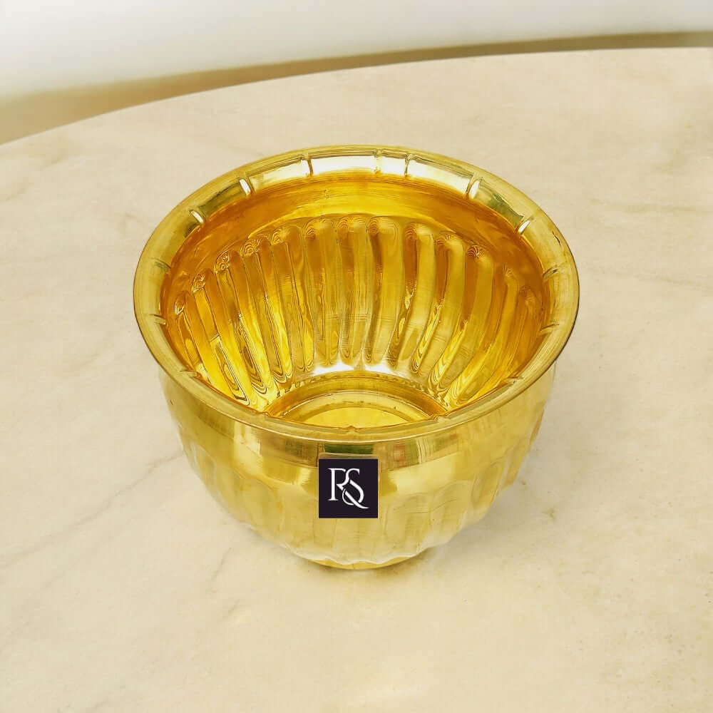 BRASS DECORATIVE ROUND SHAPE FLOWER POT - 6 INCH