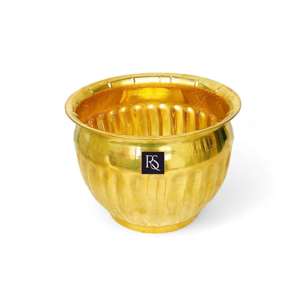 BRASS DECORATIVE ROUND SHAPE FLOWER POT - 6 INCH