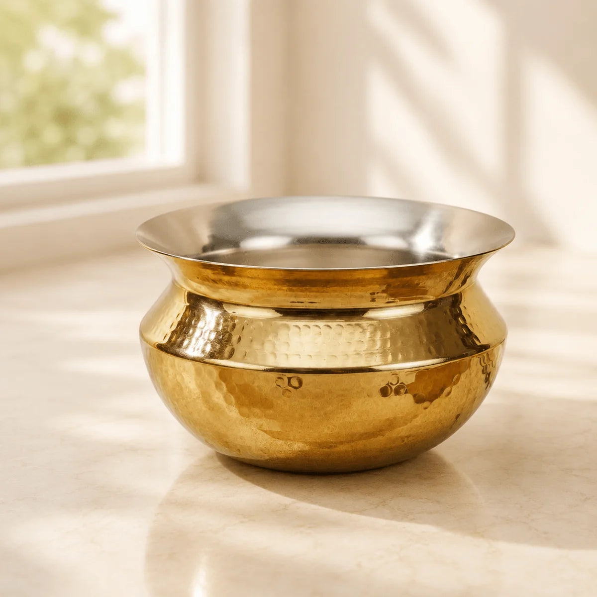 Handcrafted Brass Sipri Handi with Tin Lining – Traditional Heavy Bottom Cooking Vessel