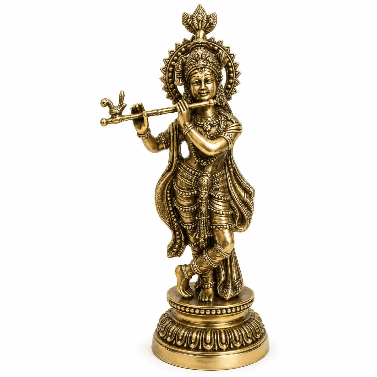 Brass Black Antique Krishna Decorative Showpiece 51 CM Handcrafted Brass Idol Statue