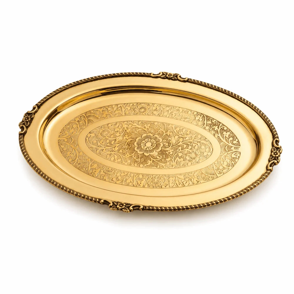 Brass Handcrafted Oval Tray / Platter
