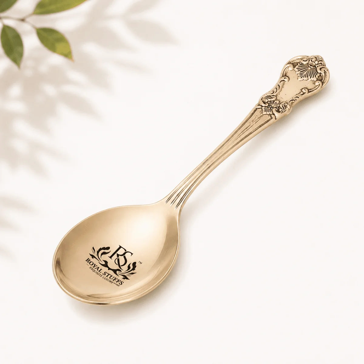 Decorative Pure Brass Serving Spoon – Handcrafted Premium Tableware Cutlery