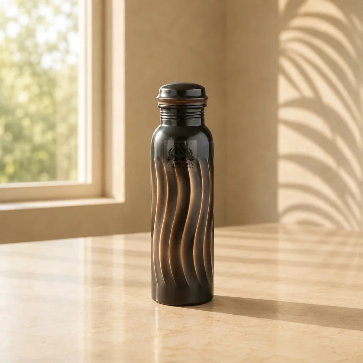 RoyalStuffs 1 Liter Copper Lehar Bottle – Leak-Proof Pure Copper Water Bottle