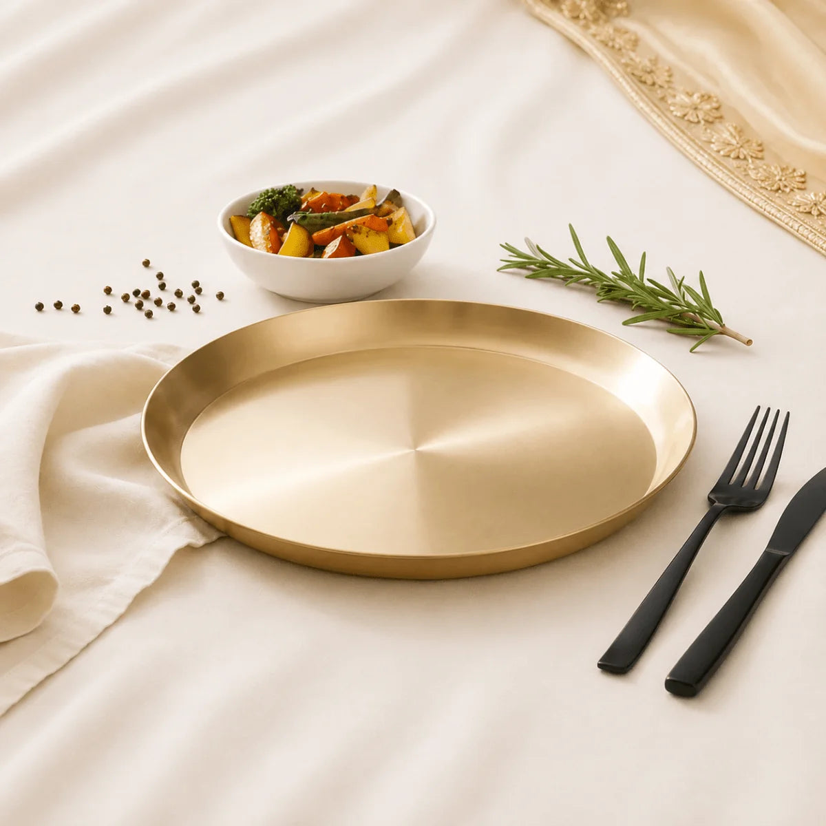 Handcrafted Brass Plate / Thali – Matte Finish