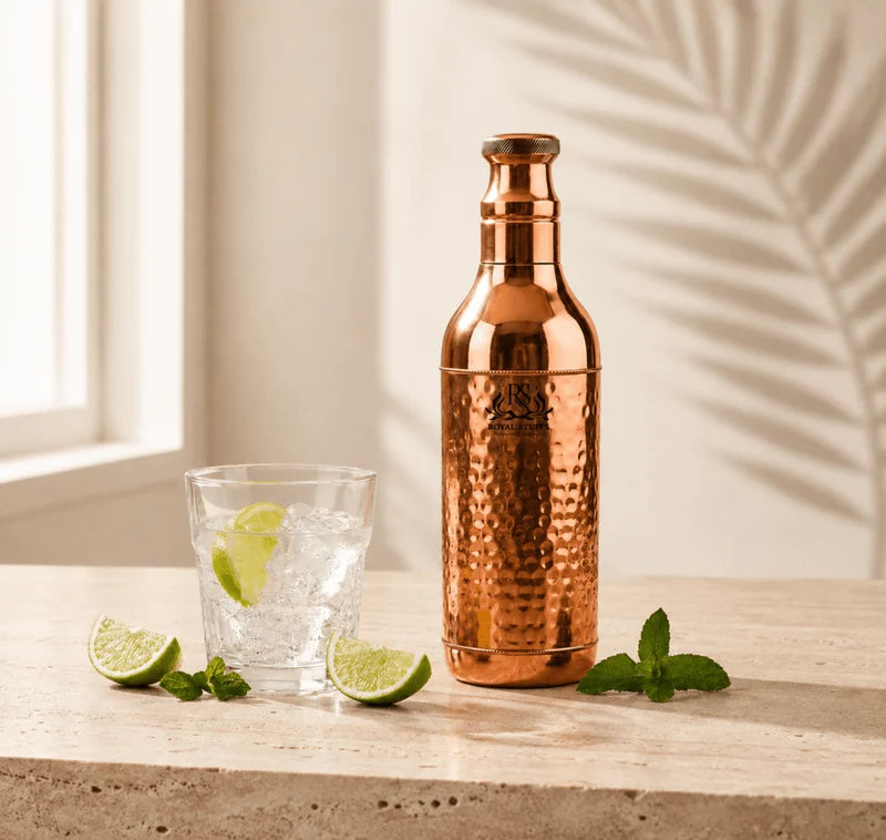 ROYAL HANDCRAFTED COPPER WATER BOTTLE – CHAMPAGNE SHAPE (1200 ML)