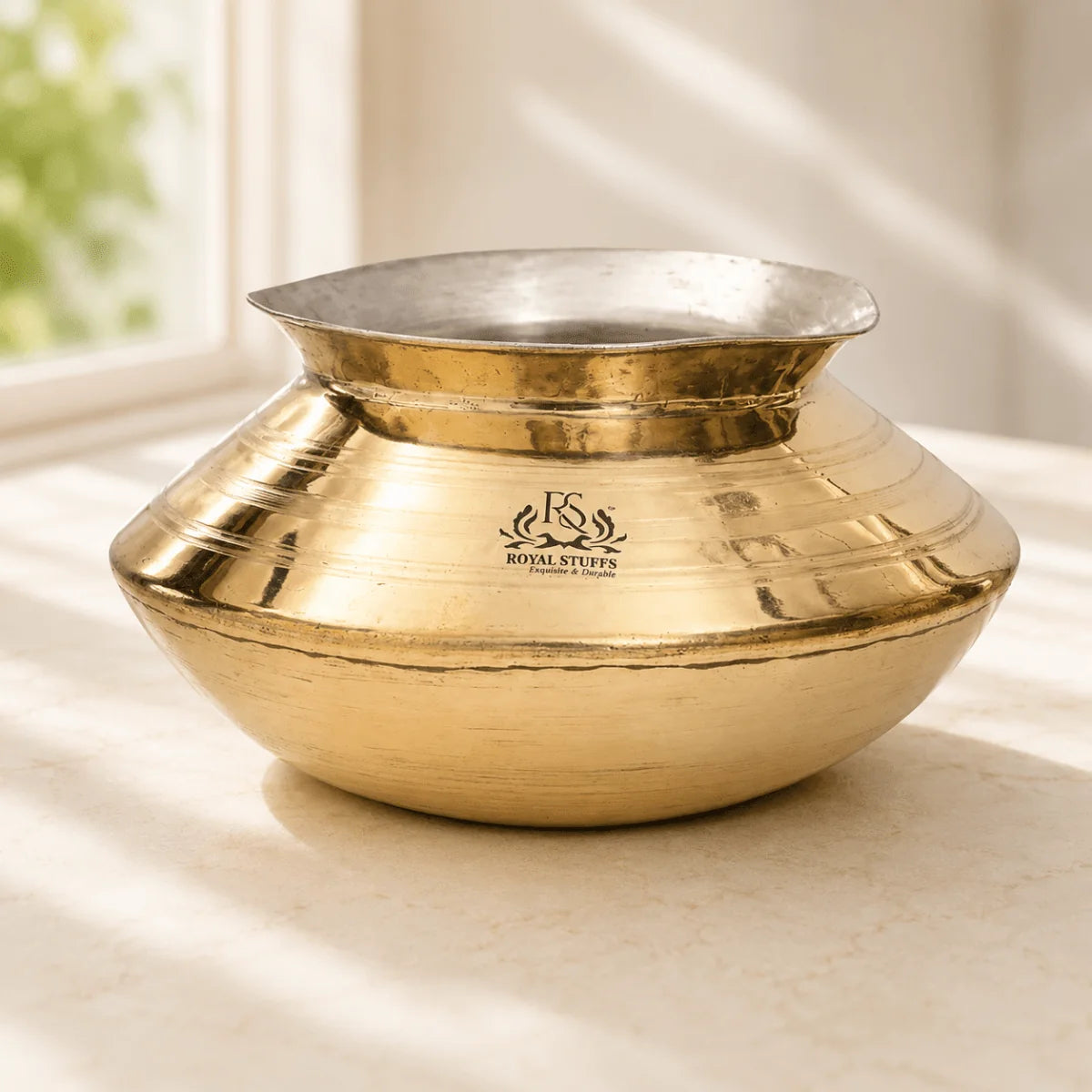 Handmade Brass Handi with Tin Lining – Traditional Heavy Bottom Cooking Pot