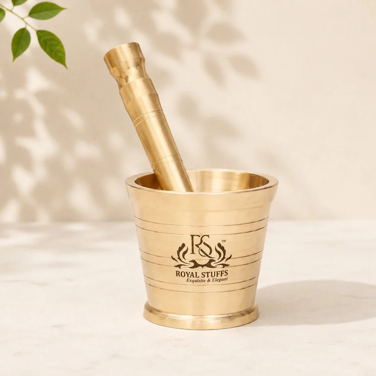 Heavy Brass Mortar and Pestle Set – Handcrafted Spice & Herb Grinder (Khalbatta)