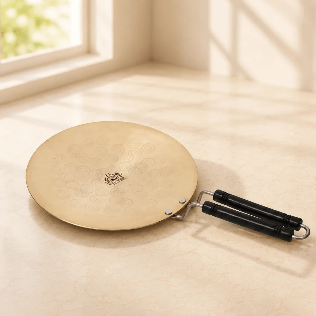 Heavy Brass Tawa for Roti, Chapati & Naan – Double Handle Flat Griddle