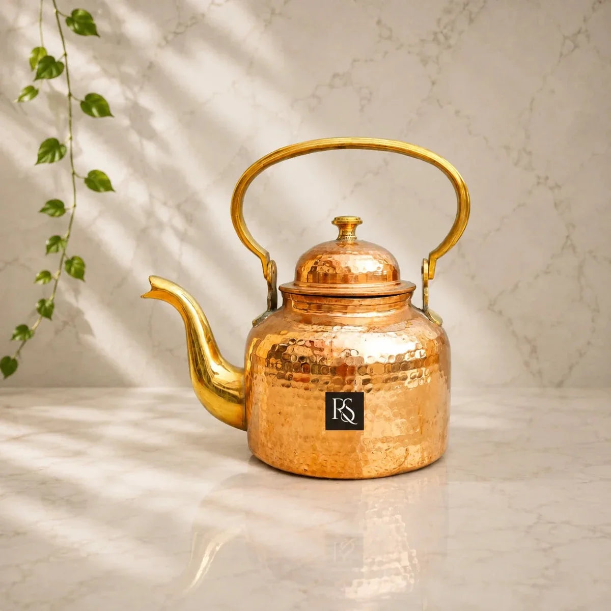 Mughlai Design Copper Tea Kettle with Tin Lining - A Regal Brewing Experience 1000ML