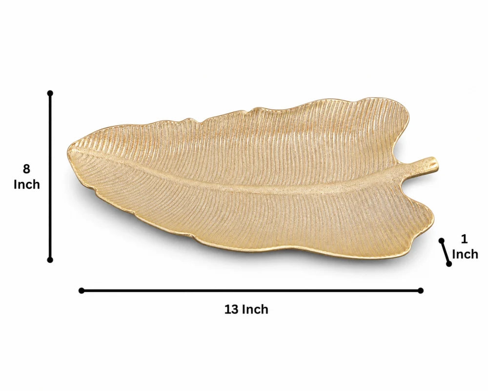 Premium Lotus Leaf Serving Platter - Gold Glittering Finish