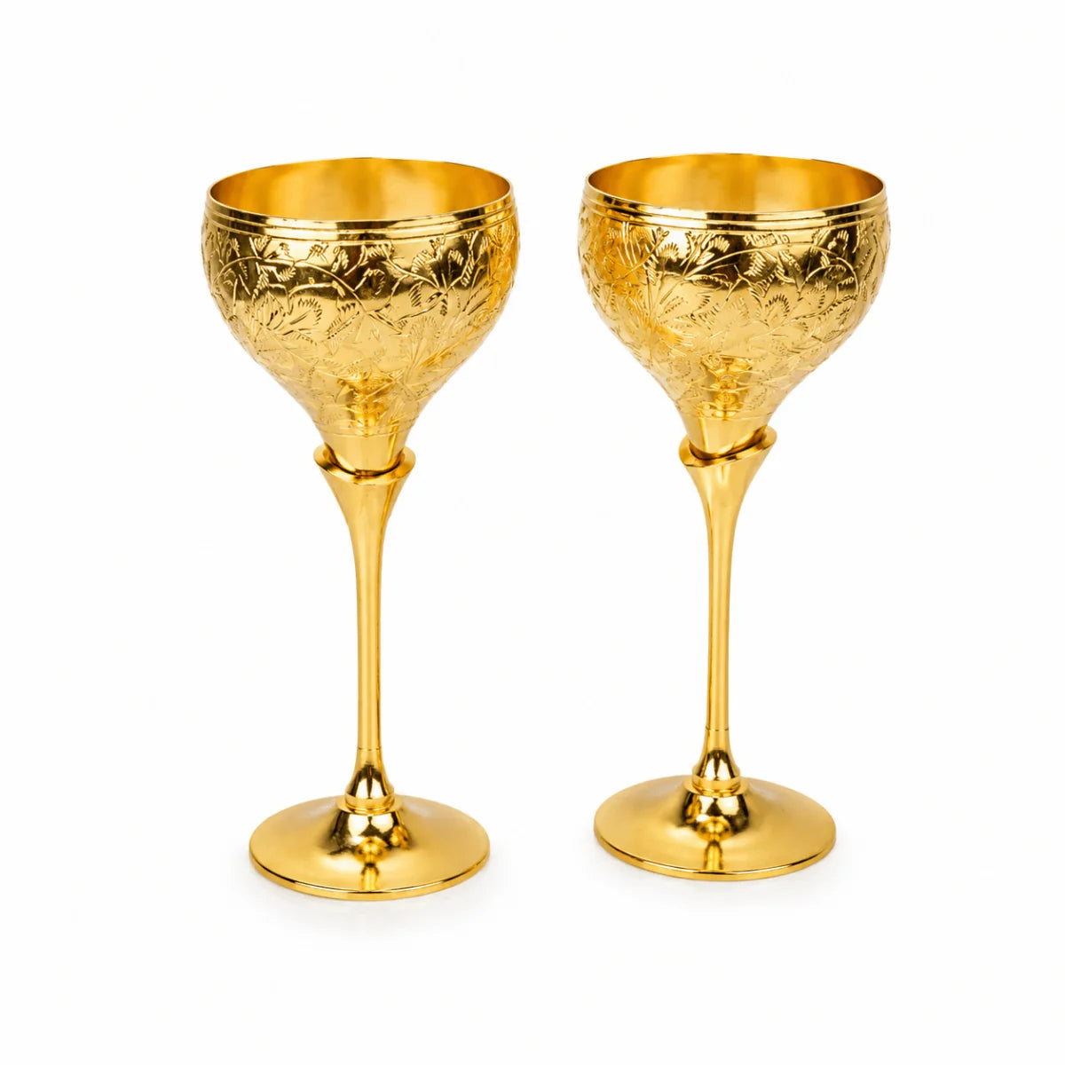 Pure Brass Set of 2 Royal Wine Glasses with Luxury Gift Box – Handcrafted Drinkware