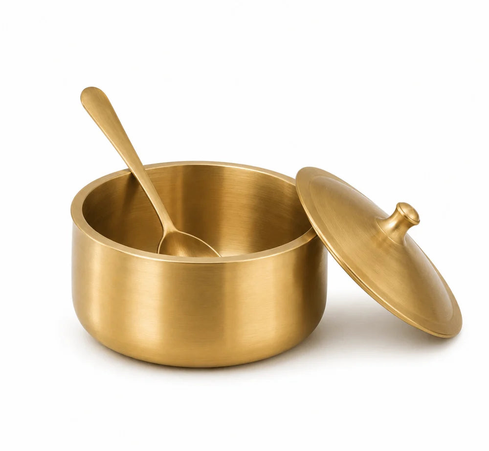 Pure Kansa Handi – Deep Traditional Serving Bowl Set with Lid & Ladle | Handmade Bronze Handi