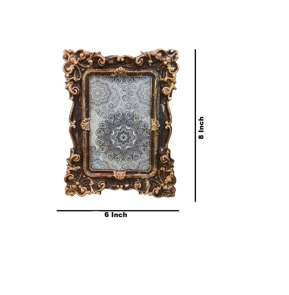 ROYALSTUFFS Antique Metal Photo Frame – 6×8 inch, Brown Antique
