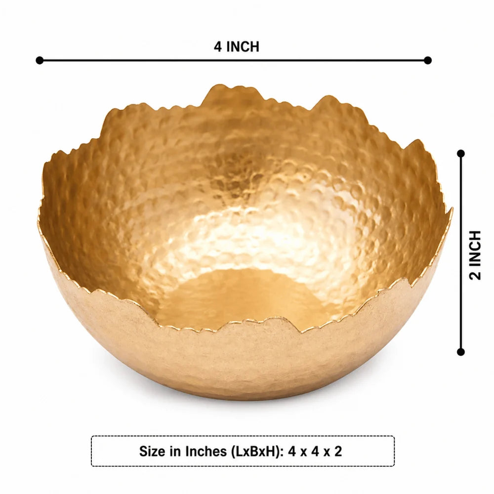 ROYALSTUFFS Gift Packing / Decorative Bowl / Candle Holder Hammered Bowl – 4 inches Gold (160 Gram)