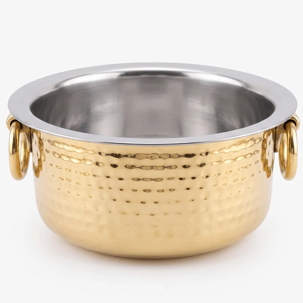 RoyalStuffs Handmade Brass Bhagona (Patila) with Pure Tin Coating (Kalai) – 1 Litre Traditional Cooking Pot