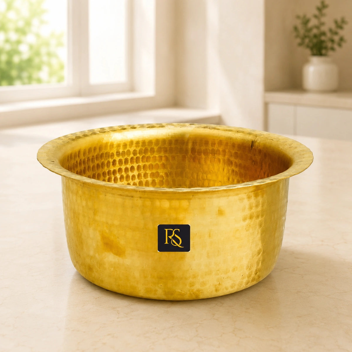 1L Brass Mathar Tope - Hammered Brass Cookware Patila (1 Litre)