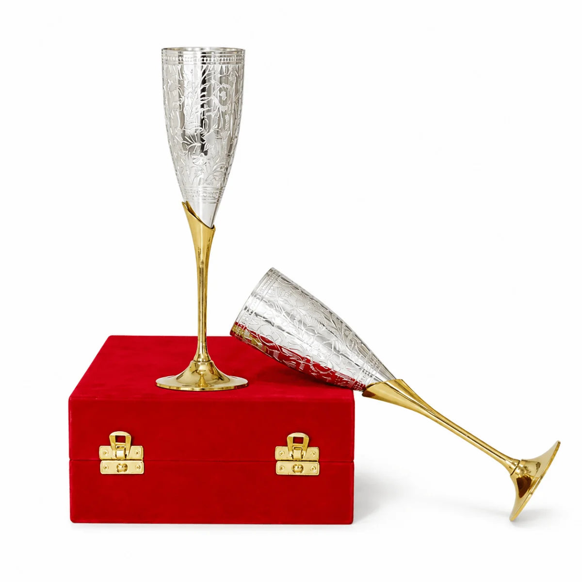 RoyalStuffs Set of 2 Royal Brass Wine Glasses – Handcrafted Luxury Brass Drinkware