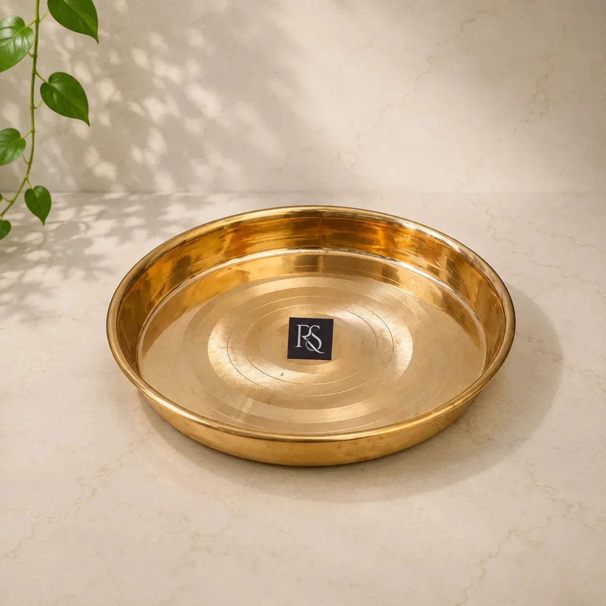 Traditional Design Pure Copper Plate with Circular Ring Design - 9-inch Diameter