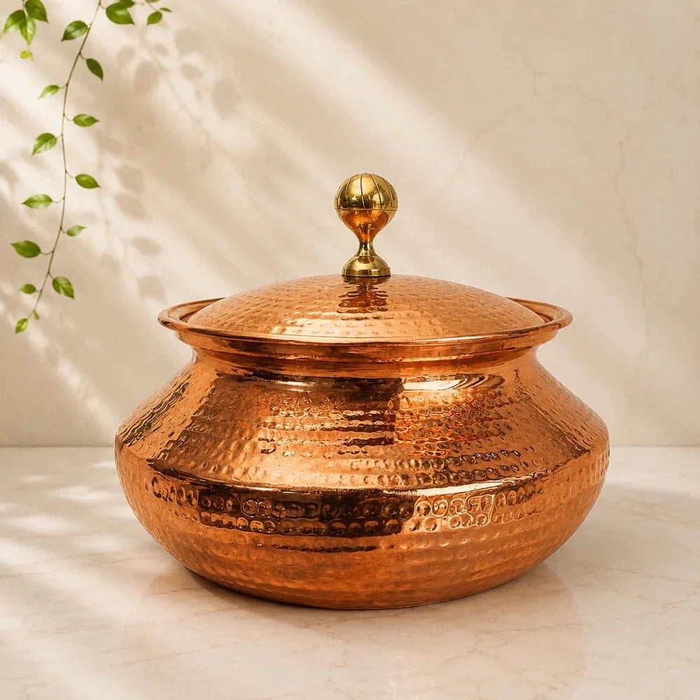 very heavy Pure Copper Handi / Degchi with Lid – 15L (15000ml) | Tin Lining Inside | Heavy-Duty Cookware & Serveware for Home, Hotel & Restaurants
