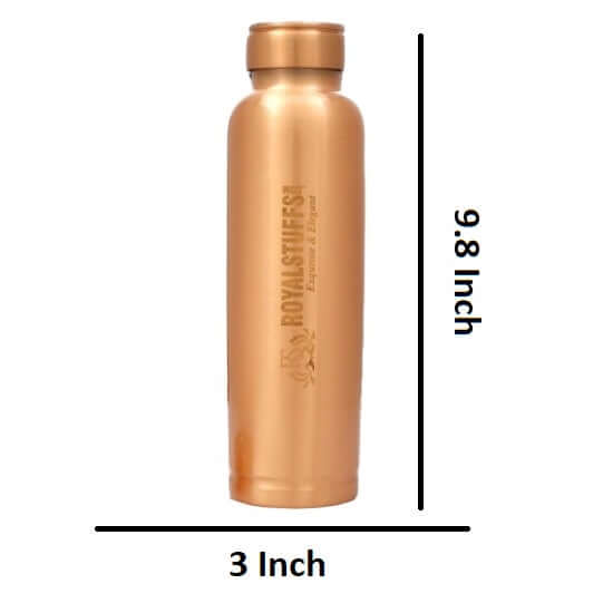 ROYALSTUFFS Copper 2 Water Bottle for Drinking with 4 Copper Glass Ayurvedic 900 ml Premium Quality Handcrafted Hammered Copper Vessel and Glass Set