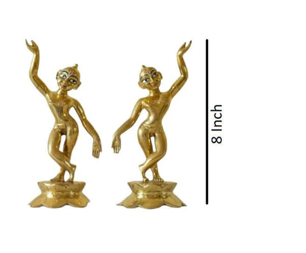 Brass Gaura Nitai Deities on Lotus Base – Premium Handcrafted Spiritual Idol Set (8 Inch)
