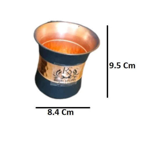 Set of 2 Silk Black Half Hammered Copper Tumblers – Pure Copper Water Glass Set (250 ML)