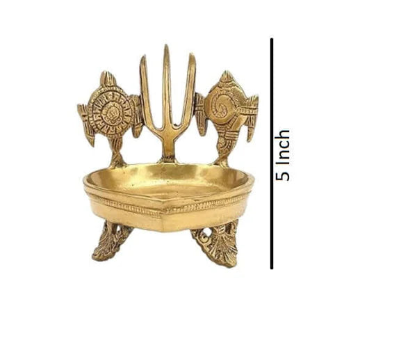 RoyalStuffs Shanku Chakra Namah Deepam Brass Diya – Heavy Kuber Deepam Oil Lamp for Pooja & Diwali Décor