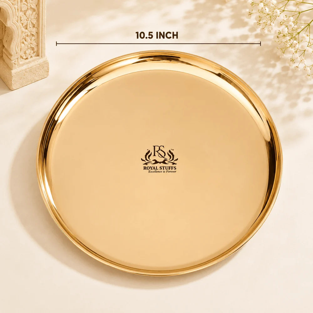Pure Bronze Kansa Plate 10.5 Inch – Handmade Dining & Serving Plate (80:20 Certified)