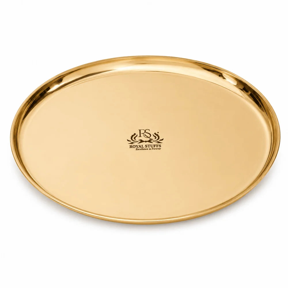 Pure Bronze Kansa Plate 10.5 Inch – Handmade Dining & Serving Plate (80:20 Certified)