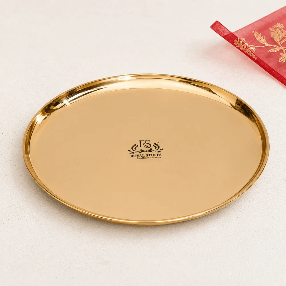 Pure Bronze Kansa Plate 10.5 Inch – Handmade Dining & Serving Plate (80:20 Certified)
