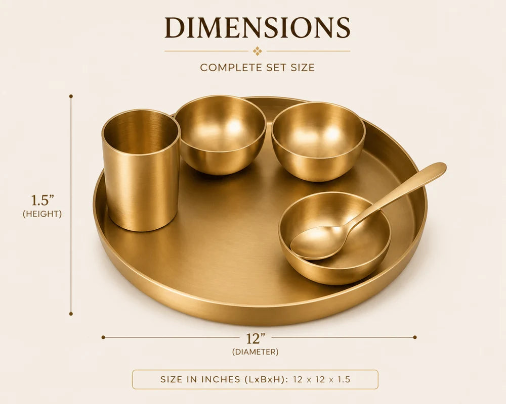 10.5 Inch Pure Kansa Thali Set – 5 Piece | Matt Finish