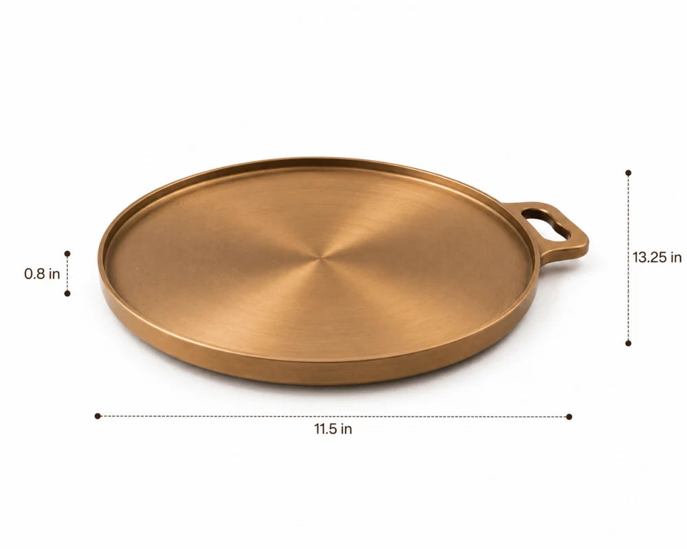 11.5' Bronze Dosa Tawa - Seasoned, Flat Bottom, Ready to Use