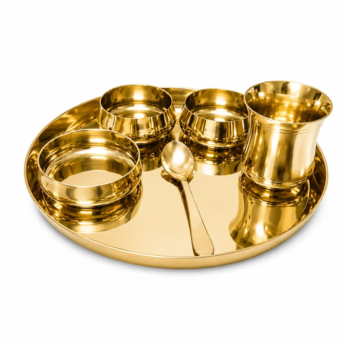 11.5-Inch Pure Kansa Thali Set - Curve Shine