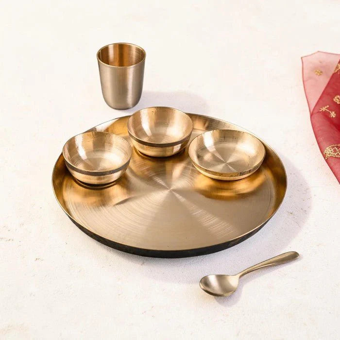 12 Inch Pure Kansa Dinner Set – 6 Piece | Handcrafted