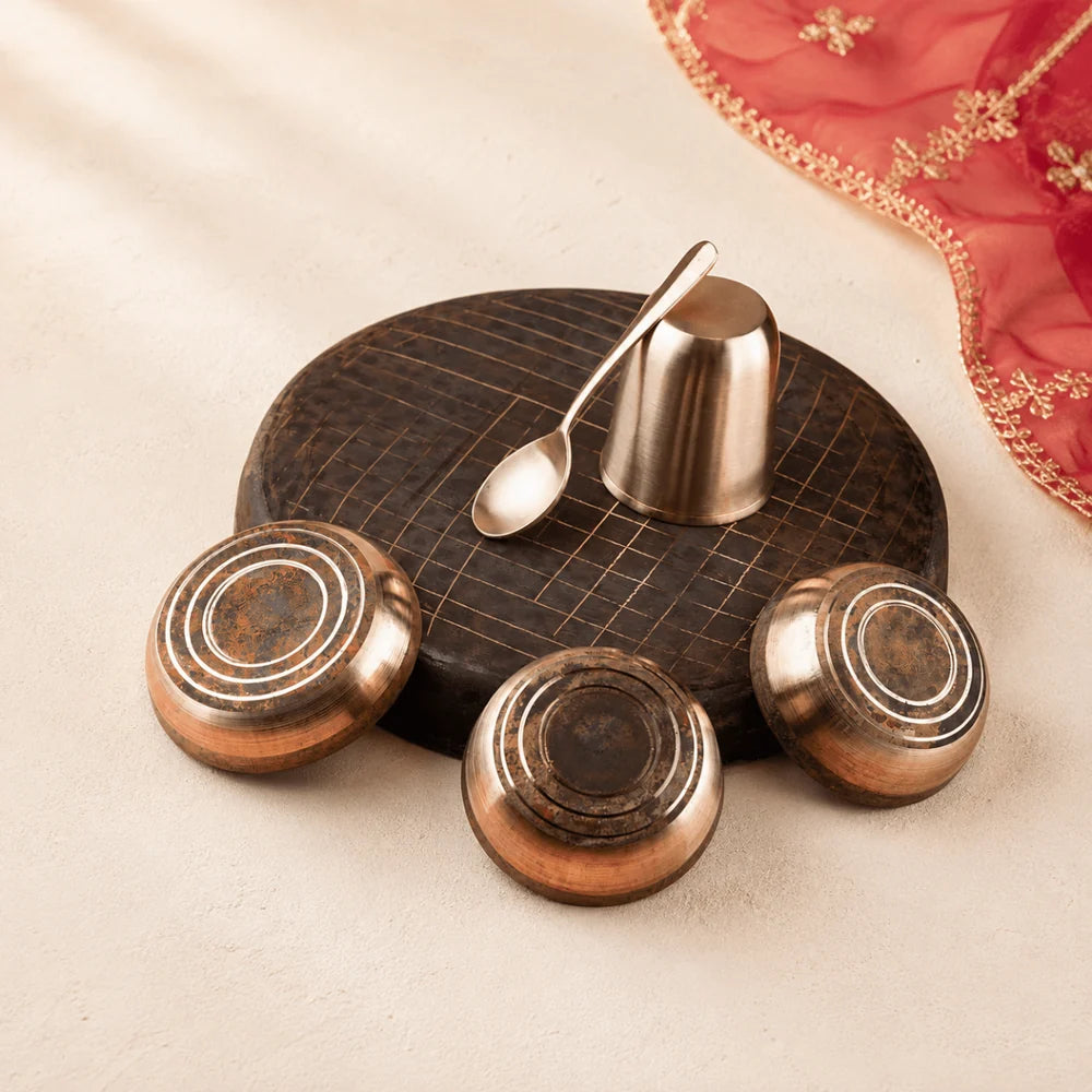 12 Inch Pure Kansa Dinner Set – 6 Piece | Handcrafted