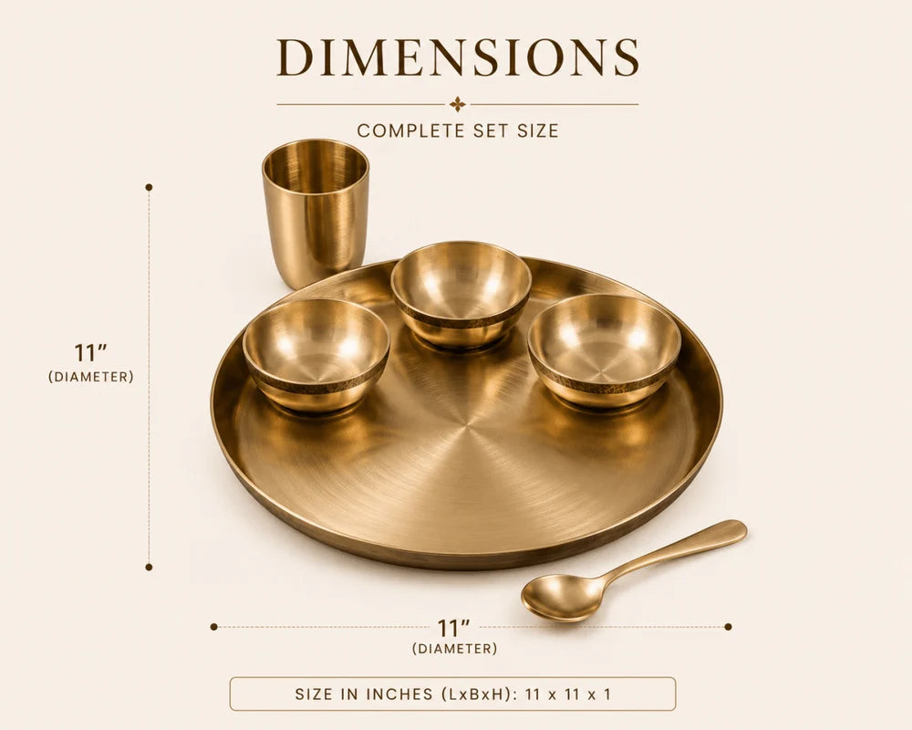 12 Inch Pure Kansa Dinner Set – 6 Piece | Handcrafted