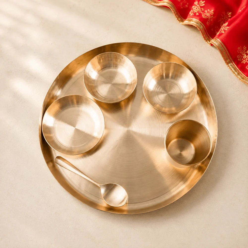 12 Inch Pure Kansa Dinner Set – 6 Piece | Handcrafted