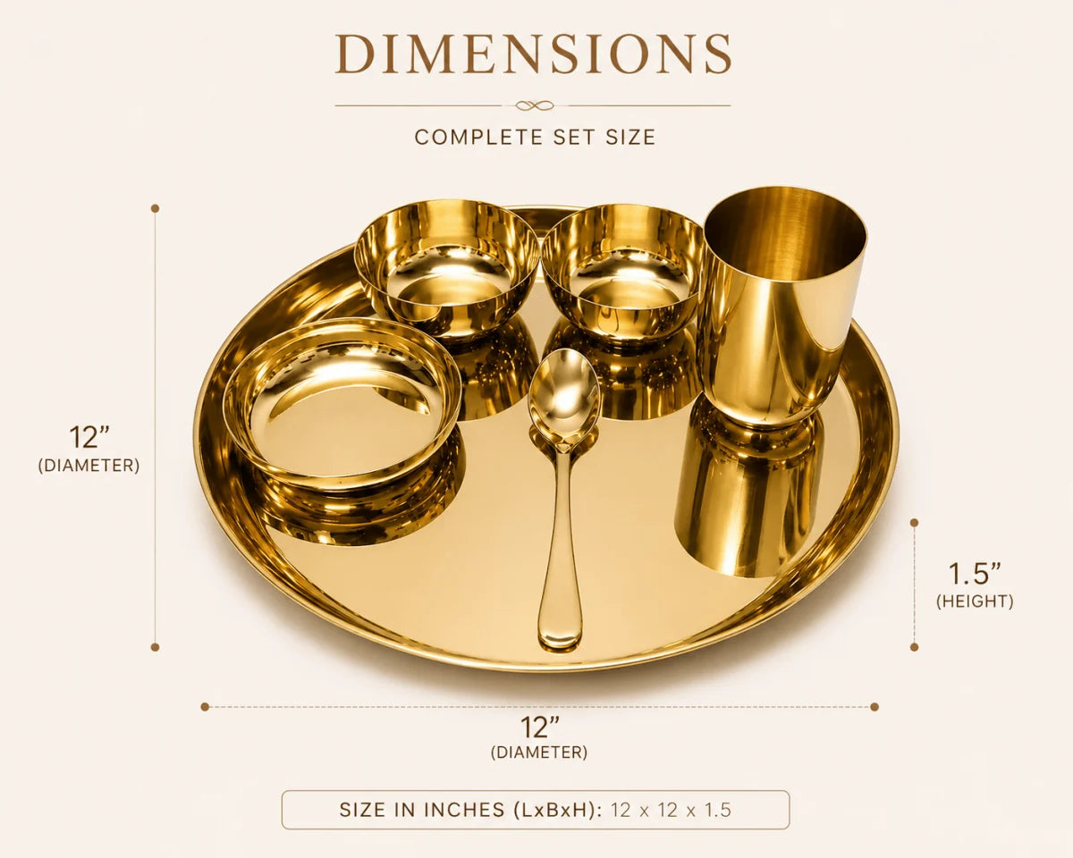 12-Inch Pure Kansa Thali Set - Shine