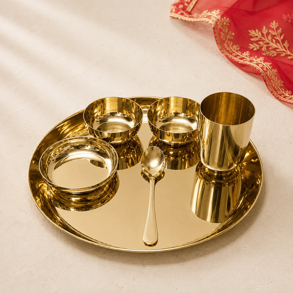 12-Inch Pure Kansa Thali Set - Shine
