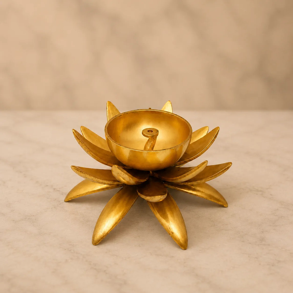 RoyalStuffs Lotus Shape Brass Diya – 1 KG Heavy Decorative Oil Lamp for Pooja Room & Home Decor