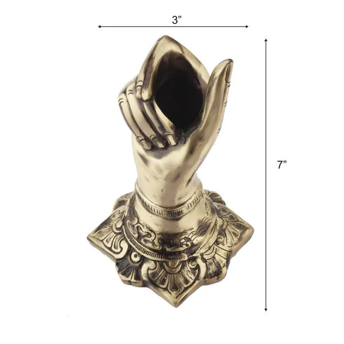 RoyalStuffs Brass Hand Shape Pen & Pencil Holder – Decorative Desk Organizer for Home & Office