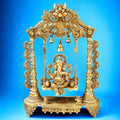 Royal Brass Ganesha Idol on Jhula – 66 cm Handcrafted Temple Decor