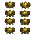 Indian Diwali Oil Lamp Pooja Diya Brass Light Lotus Kamal Laxmi Vilakku Decorative Wicks Diyas Set of 8 – Gold Finish