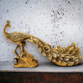 Brass Peacock Figurine Showpiece – Handcrafted Golden Peacock Home Décor Statue (17 CM)