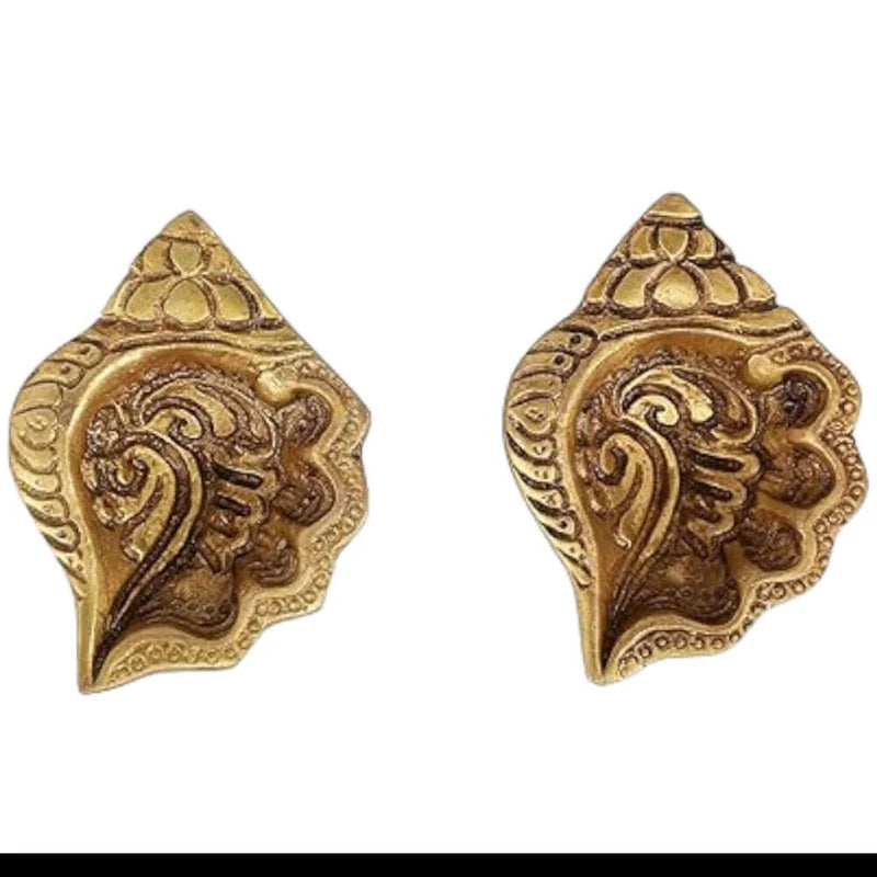 Set of 2 Brass Diya for Puja Table Decorative Showpiece Brass Gold Finish Oil Lamp – 400 Gram