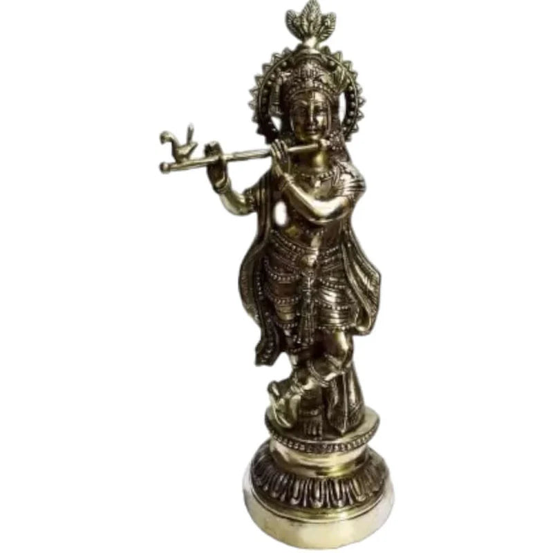 Brass Black Antique Krishna Decorative Showpiece 51 CM Handcrafted Brass Idol Statue