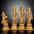 Very Large Pure Brass Ram Darbar Statue – Lord Rama, Sita, Lakshman & Hanuman Murti Set